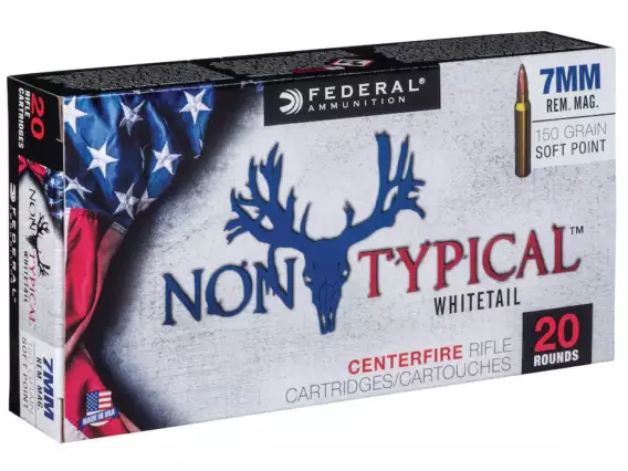 Federal Non-Typical Ammunition 7mm Remington Magnum 150 Grain Soft PointFederal Non-Typical Ammunition 7mm Remington Magnum 150 Grain Soft Point Online. Whitetails, unlike all other large American games, are unique. To hunt them down, you need equally unique ammunition. Federal non typical discontinued delivers consistent, deadly wound pathways on any whitetail deer, thanks to its refined soft-point bullet with a concentric jacket for tag-punching accuracy. This hard-hitting ammunition is made to function very well in the field, reassuring you of its quality. With Federal's premium bullets and stellar reputation for quality, you can trust these hunting rounds. Plus, this ammo comes in boxer primed, reloadable brass cases and is fresh production, non-corrosive ammunition, ensuring your satisfaction with the purchase. Federal Non Typical Online Unlike all other large American games, whitetails are unique. Chase them with equally amazing Federal Non-Typical for sale. Federal Non Typical delivers consistent lethal wound channels on every whitetail deer by utilizing a refined soft-point bullet with a concentric jacket for precise tag-punching. Because of its accuracy and dependability, skilled shooters have always trusted Federal ammunition. Check out our inventory of Federal ammo for sale if you are searching for different kinds of ammunition for your shooting needs. Federal Non Typical 308 Features Accurate, hard-hitting bullet design Loaded to meet the specific needs of deer hunters Consistent Federal primer Precision-drawn Federal brass