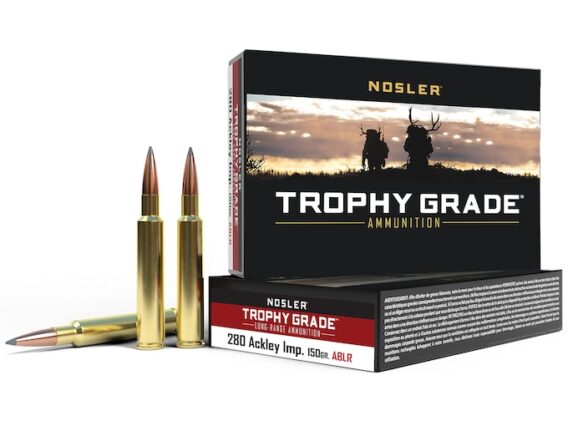 Nosler Trophy Grade Ammunition 280 Ackley Improved 150 Grain AccuBond Long Range  500 Round