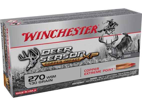 Winchester Deer Season XP Copper Impact Ammunition 270 Winchester Short Magnum (WSM) 130 Grain Copper Extreme Point Polymer Tip Lead-Free 500 Round