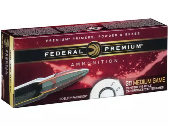 Federal Premium Ammunition 6mm Remington 100 Grain Nosler Partition 500 Round