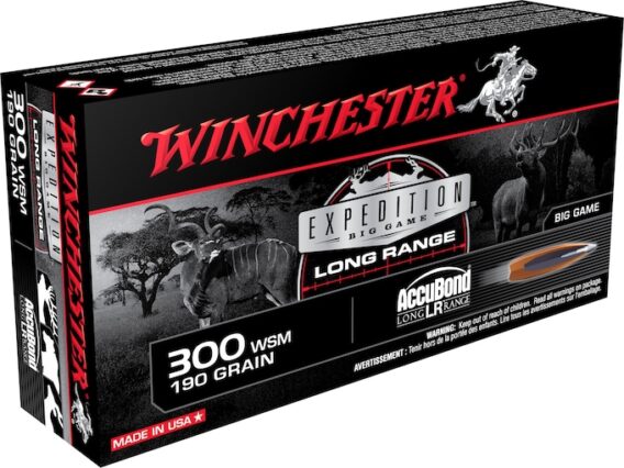 Winchester Expedition Big Game Long Range Ammunition 300 Winchester Short Magnum (WSM) 190 Grain Nosler AccuBond LR 500 Round